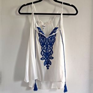 Flowy Blue and White Tank Top